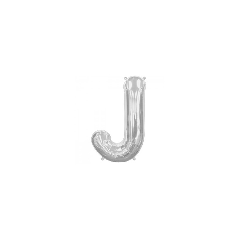 BALLON METALLIQUE LETTRE J ARGENT 86 CM