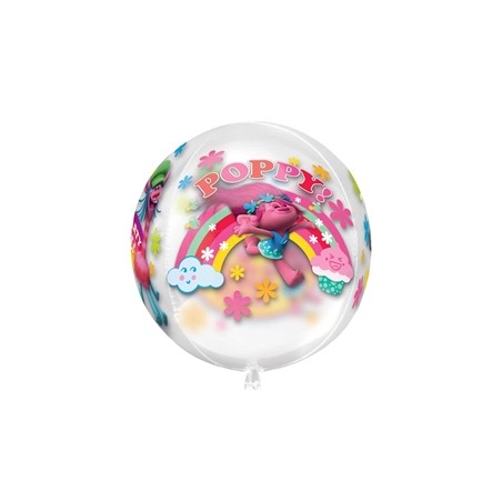 BALLON ORBZ TRANSPARENT TROLLS POPPY 38X40CM