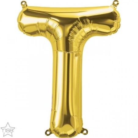BALLON METALLIQUE LETTRE T OR 86 CM