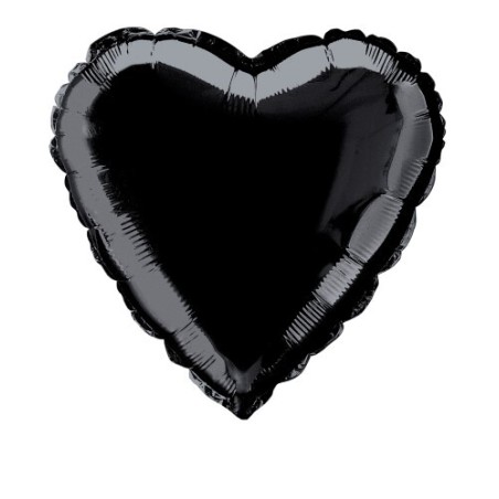 BALLON METALLIQUE 18" COEUR NOIR 45 CM
