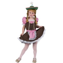 DEGUISEMENT TYROLIENNE COURTE ROSE ET MARRON TAILLE 128