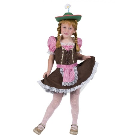 DEGUISEMENT TYROLIENNE COURTE ROSE ET MARRON TAILLE 128
