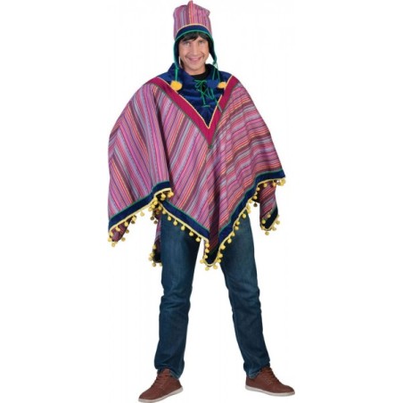 DEGUISEMENT PONCHO+ BONNET PERUVIEN  TAILLE UNIQUE 