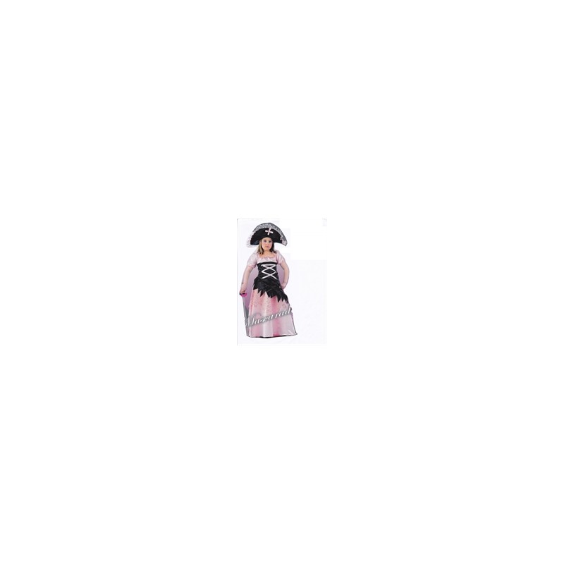 DEGUISEMENT PIRATE LONGUE ROBE ROSE ET NOIRE TAILLE 11/13