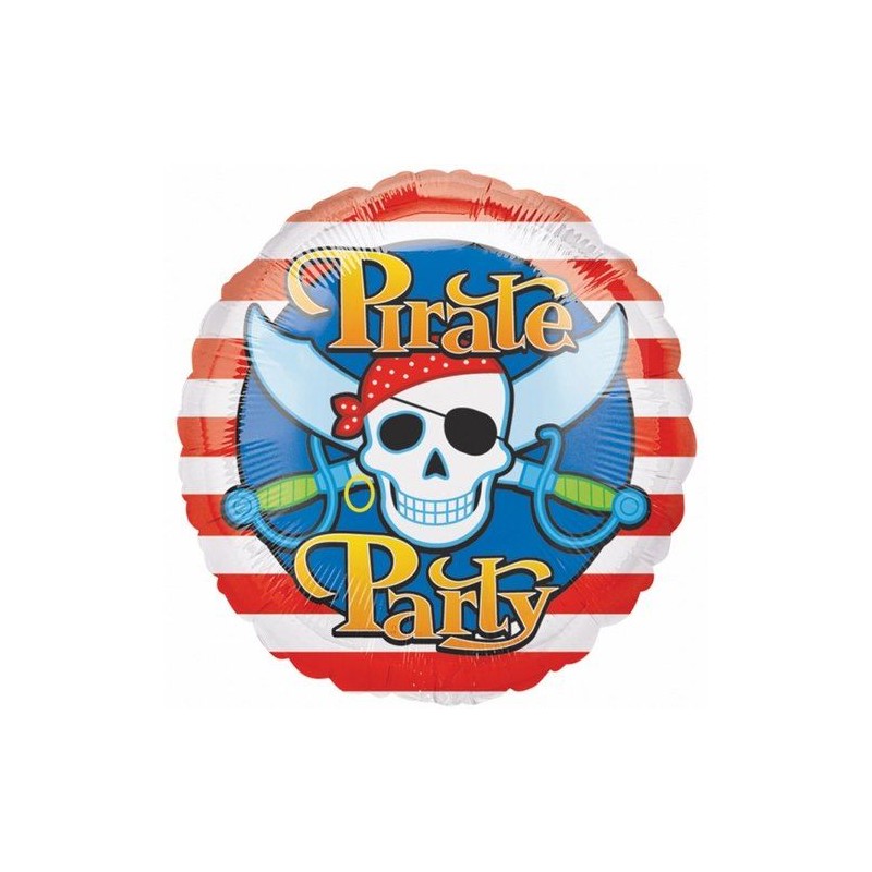BALLON METALLIQUE ROND PIRATE PARTY TETE DE MORT 43 CM BALLON METALLIQUE ROND PIRATE PARTY TETE DE MORT 43 CM