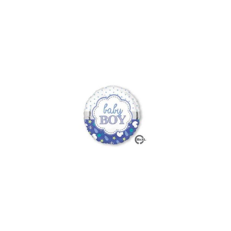 BALLON METALLIQUE ROND BABY BOY BLEU 43 CM BALLON METALLIQUE ROND BABY BOY BLEU 43 CM