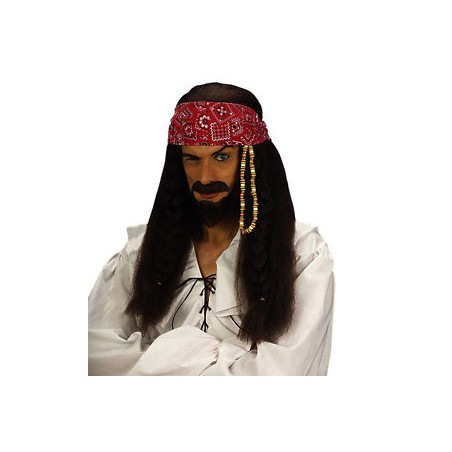 PERRUQUE PIRATE DES CARAIBES AVEC MOUSTACHE ET BOUC