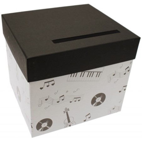 URNE MUSIQUE NOIR ET BLANCHE URNE CARREE  20,5 x 23 x 20,5 CM 