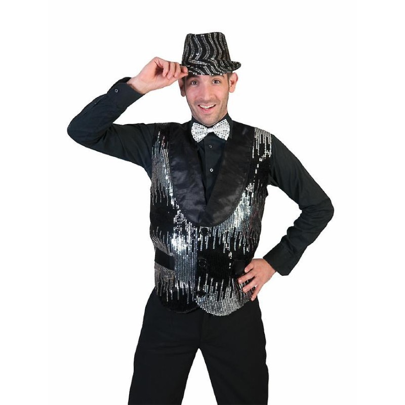 DEGUISEMENT GILET PAILLETE ARGENT TAILLE 56/58 DEGUISEMENT GILET PAILLETE ARGENT TAILLE 56/58