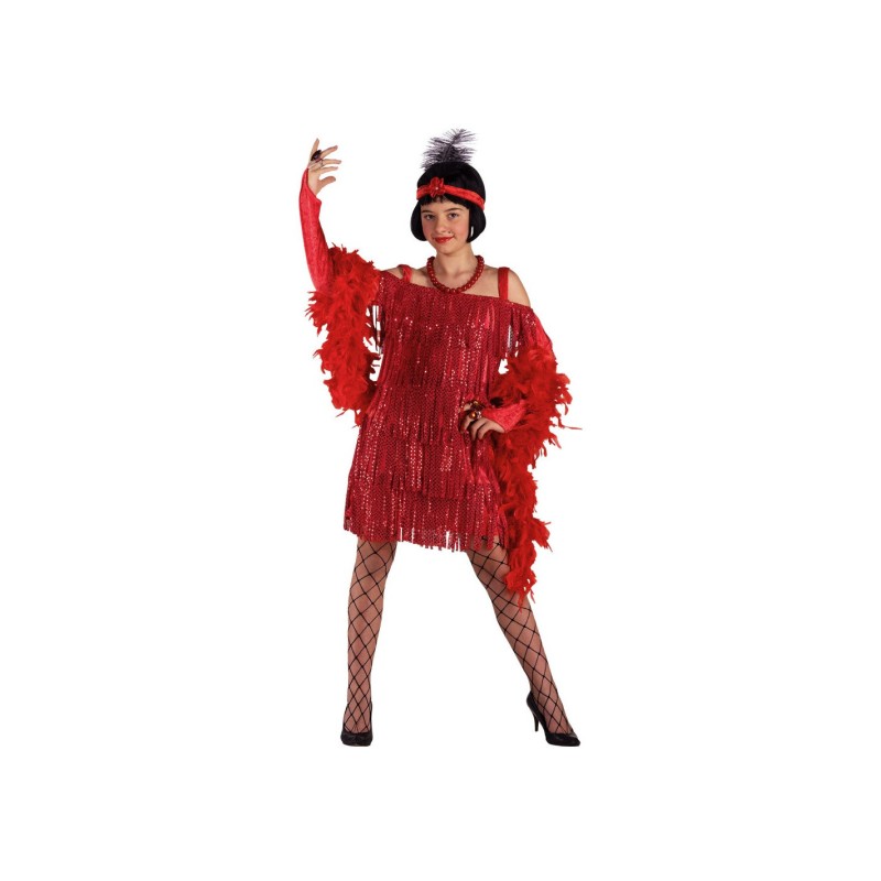 DEGUISEMENT FILLE ROBE CHARLESTONE ROUGE TAILLE 6 ANS