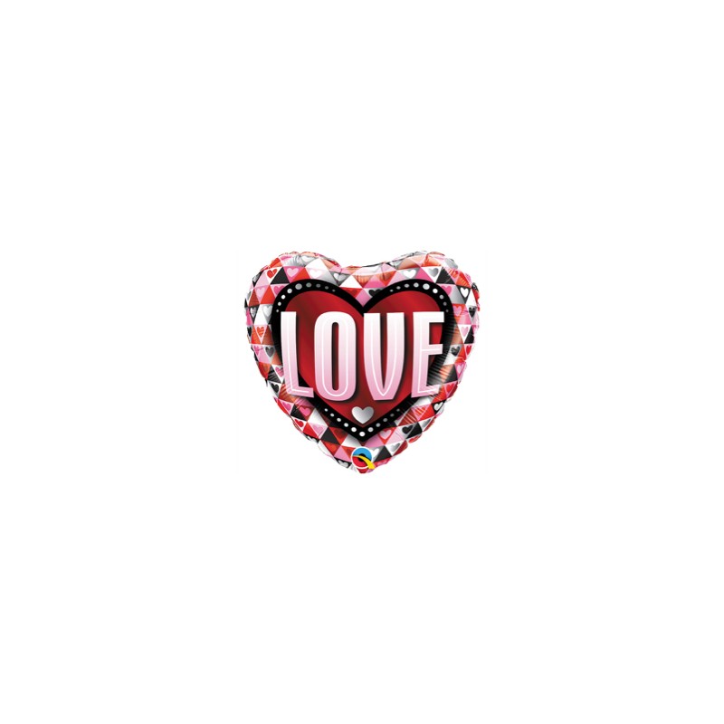 BALLON METALLIQUE EN FORME DE COEUR LOVE ROUGE BLANC NOIR ROSE AVEC DES TRIANGLE BALLON METALLIQUE EN FORME DE COEUR LOVE ROUGE BLANC NOIR ROSE AVEC DES TRIANGLE