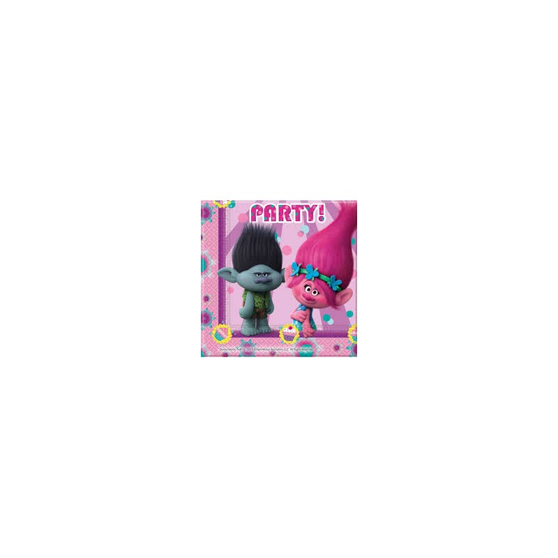 20 SERVIETTES TROLLS PARTY 33 X 33 CM 20 SERVIETTES TROLLS PARTY 33 X 33 CM