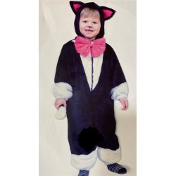 DEGUISEMENT CHAT NOIR ET BLANC NOEUD PAPILLON ROSE TAILLE 4 ANS