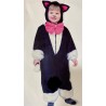 DEGUISEMENT CHAT NOIR ET BLANC NOEUD PAPILLON ROSE TAILLE 4 ANS
