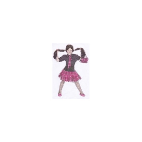 DEGUISEMENT ENSEMBLE DISCO FILLE ROSE/NOIRE TAILLE 164