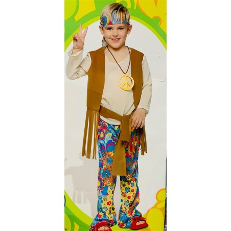 DEGUISEMENT GARCON HIPPIE BOY PEACE AND LOVE TAILLE 8-10 ANS