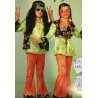 DEGUISEMENT ENSEMBLE HIPPIE FLOWER VERT FILLE  TAILLE 152