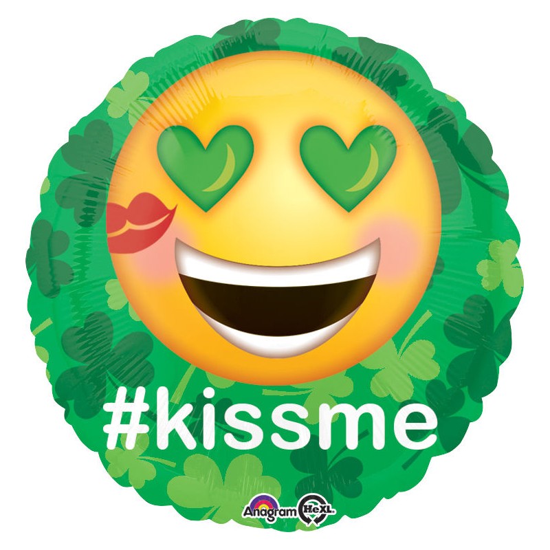 BALLON METALLIQUE SMILEY KISS ME SAINT PATRICK 43 CM BALLON METALLIQUE SMILEY KISS ME SAINT PATRICK 43 CM
