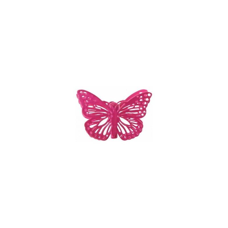 SACHET DE 6 PAPILLONS METAL FUSCHIA