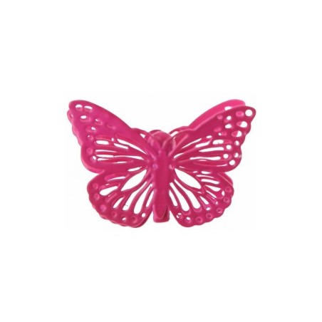 SACHET DE 6 PAPILLONS METAL FUSCHIA