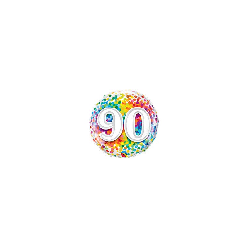 BALLON METALLIQUE CHIFFRE 90 CONFETTIS MULTICOLORE 46 CM BALLON METALLIQUE CHIFFRE 90 CONFETTIS MULTICOLORE 46 CM