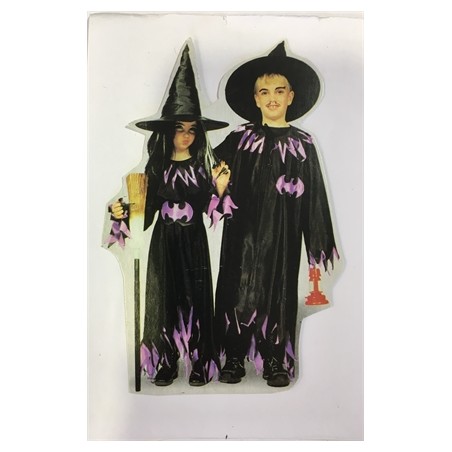 CAPE AVEC MANCHES NOIRE ET FRANGES MAUVES TAILLE 164