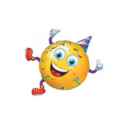 BALLON METALLIQUE SMILEY AVEC CHAPEAU 97 CM 