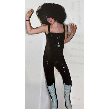 DEGUISEMENT ENSEMBLE DISCO PANTACOURT ET TOP BRETELLE SEQUIN NOIR TAILLE XS