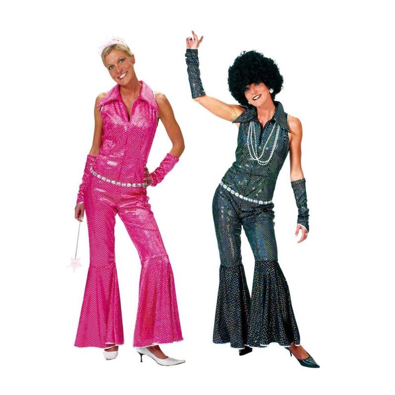DEGUISEMENT FEMME DISCO COMBINAISON VELOUR STRASS FUSCHIA TAILLE 40-42