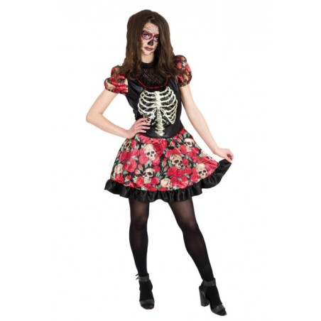 DEGUISEMENT ROBE SQUELETTE DAY OF THE DEAD TAILLE S
