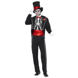 DEGUISEMENT DAY OF THE DEAD TAILLE L HAUT DE FORME  SQUELETTE 