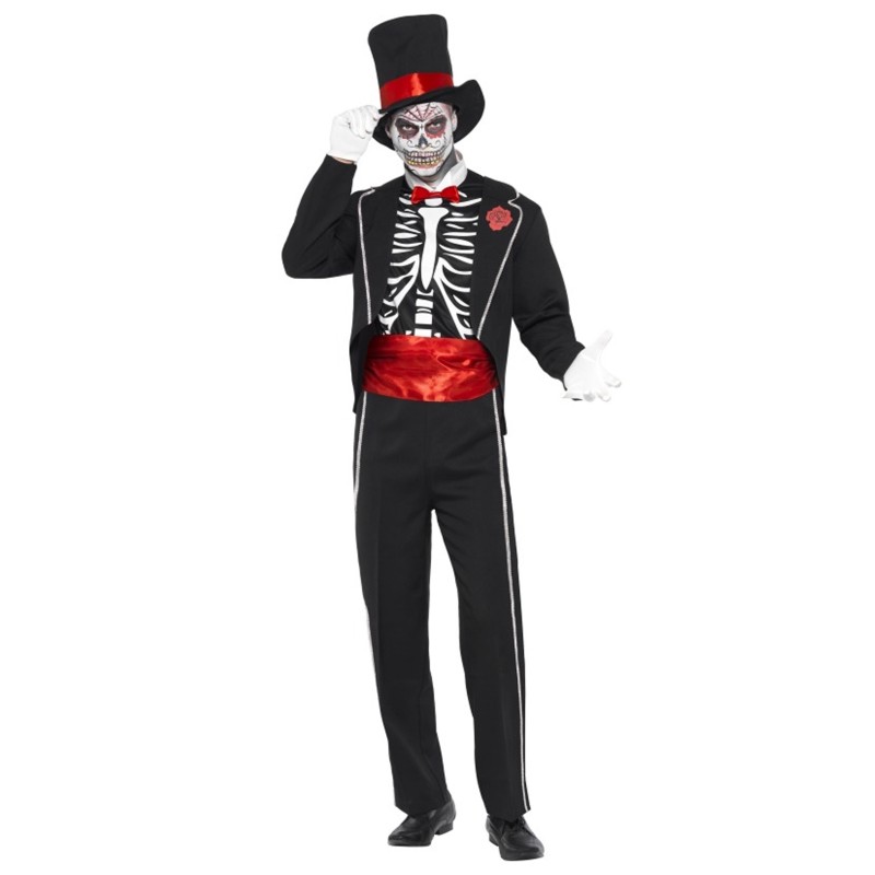 DEGUISEMENT DAY OF THE DEAD TAILLE L HAUT DE FORME SQUELETTE DEGUISEMENT DAY OF THE DEAD TAILLE L HAUT DE FORME SQUELETTE
