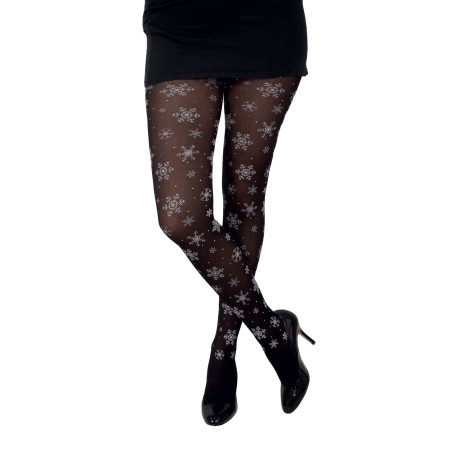 COLLANT NOIR FLOCONS DE NEIGE