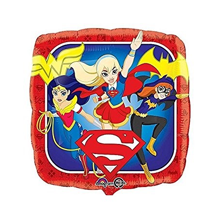 BALLON METALLIQUE CARRE DC SUPER HEROS GIRLS 43 CM