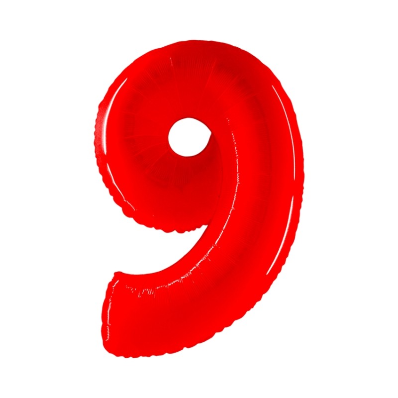 BALLON METALLIQUE CHIFFRE 9 ROUGE FLUO 100 CM BALLON METALLIQUE CHIFFRE 9 ROUGE FLUO 100 CM