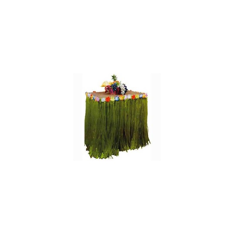 JUPE DE TABLE HAWAI VERTE AVEC FLEURS 270X80 CM JUPE DE TABLE HAWAI VERTE AVEC FLEURS 270X80 CM