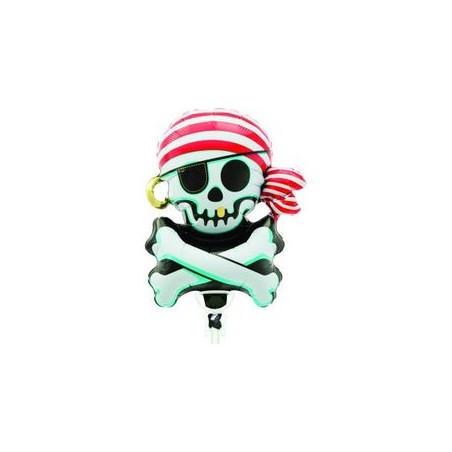 BALLON METALLIQUE PIRATE TETE DE MORT JOLLY ROGER 36 CM
