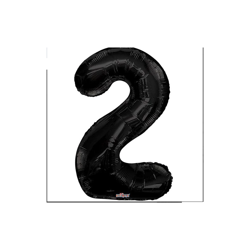 BALLON METALLIQUE CHIFFRE 2 NOIR 86 CM BALLON METALLIQUE CHIFFRE 2 NOIR 86 CM