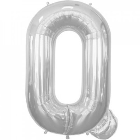 BALLON METALLIQUE LETTRE Q ARGENT 86 CM