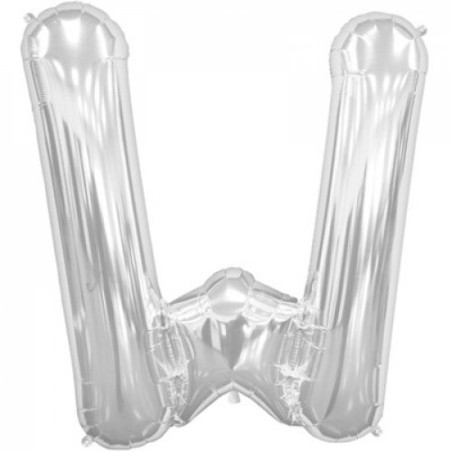 BALLON METALLIQUE LETTRE W ARGENT 86 CM