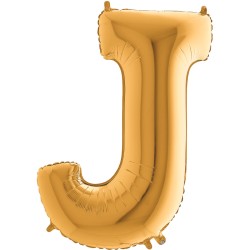 BALLON METALLIQUE LETTRE J OR 100 CM