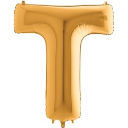 BALLON METALLIQUE LETTRE T OR 100 CM