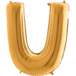 BALLON METALLIQUE LETTRE U OR 100 CM