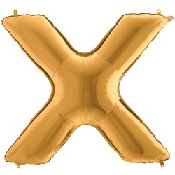 BALLON METALLIQUE LETTRE X OR 100 CM