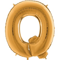 BALLON METALLIQUE LETTRE Q OR 100 CM