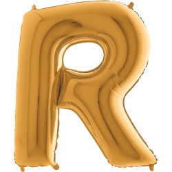 BALLON METALLIQUE LETTRE R OR 100 CM