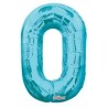 BALLON METALLIQUE CHIFFRE 0 BLEU CIEL 35 CM