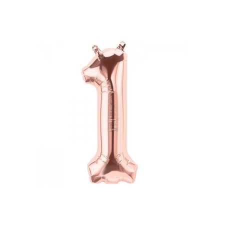 BALLON METALLIQUE CHIFFRE 1 ROSE GOLD 40 CM