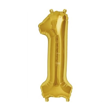 BALLON METALLIQUE CHIFFRE 1 OR 41 CM