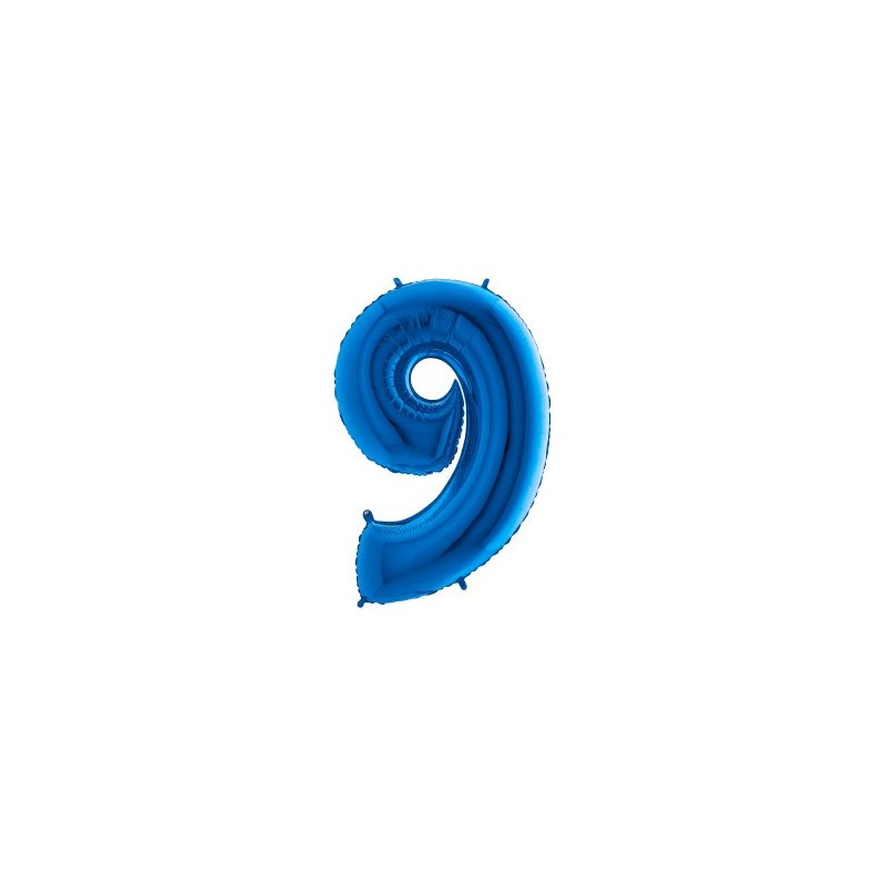 BALLON METALLIQUE CHIFFRE 9 BLEU 41 CM BALLON METALLIQUE CHIFFRE 9 BLEU 41 CM